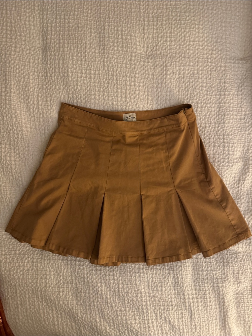 J. Crew Pleated Mini Skirt in Camel